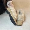 Sheepskin version~ French suede square head inner height increase fur integrated fleece single shoes women's autumn and winter versatile fluffy shoes