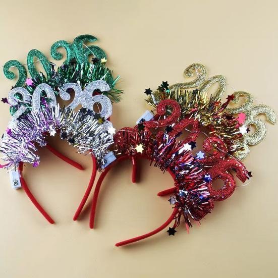 Yousheng Luminous Headband 2026 Glitter New Year Hair Clips Adjustable Sparkling Number Embellishments Shiny Surface Hair Hoop Party Accessories