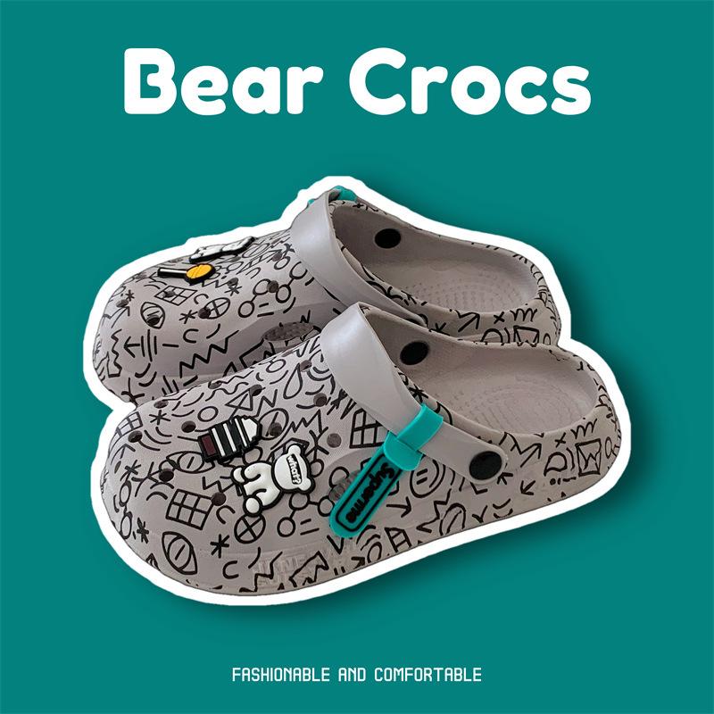 Cool slippers women's summer outer wear household thick-soled non-slip hole shoes ins couple beach slippers men