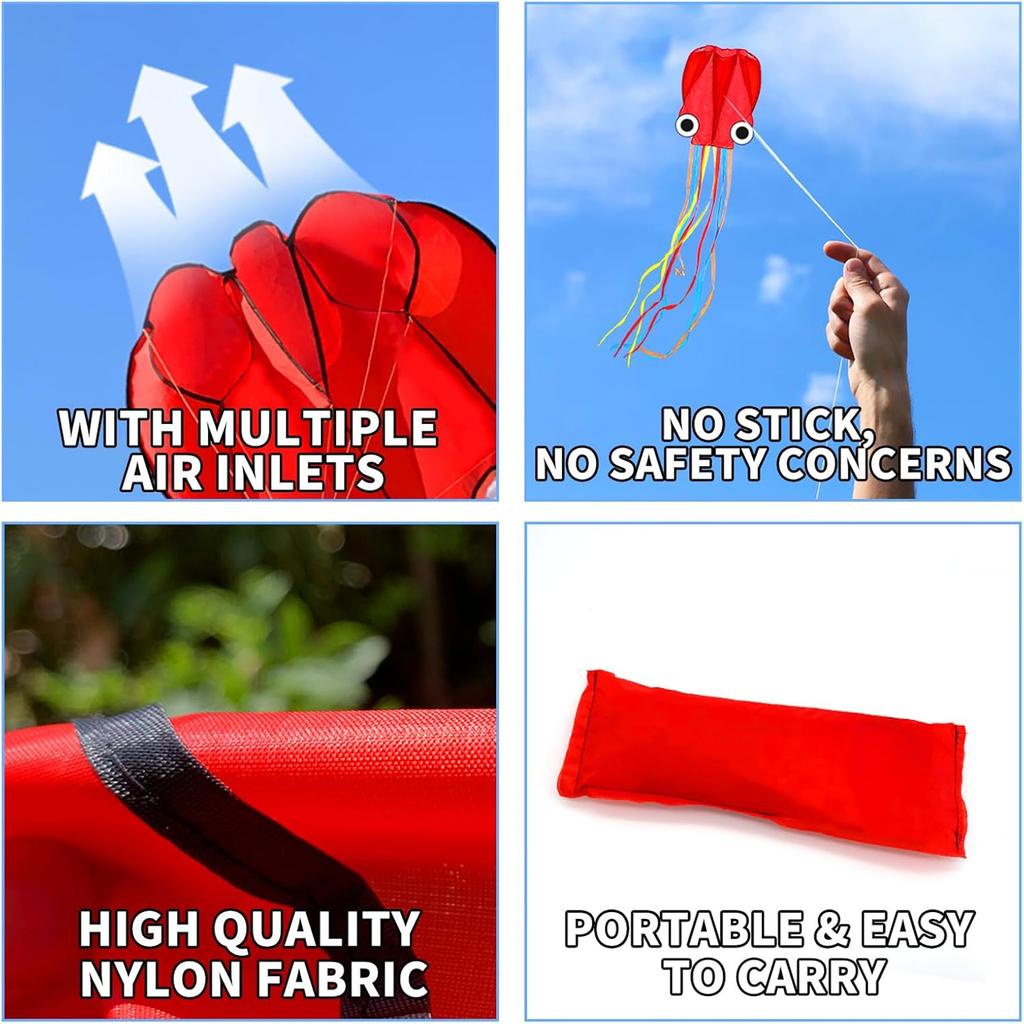 Large Octopus Kites Easy Flyer Kites With Long Tail Beach Kites For Kids And Adults With A 100-Meter Flying Line Random Color