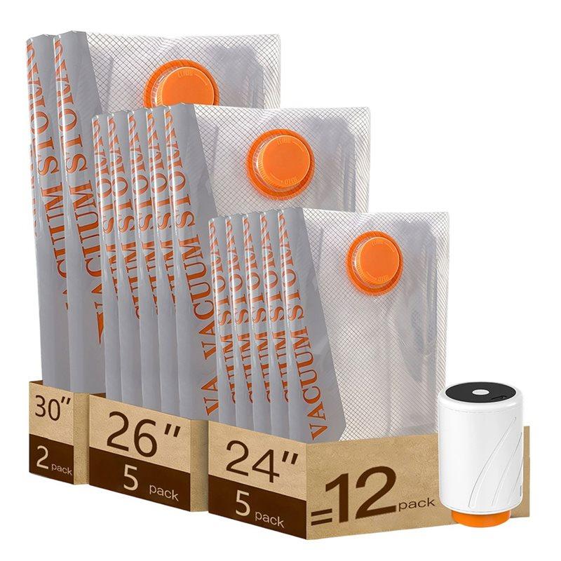 

SHGO-Rechargeable Air Pump Included 12-Pack Vacuum Storage Bags, Ideal For Storing For Clothing Blankets Bedding, Space Saving S