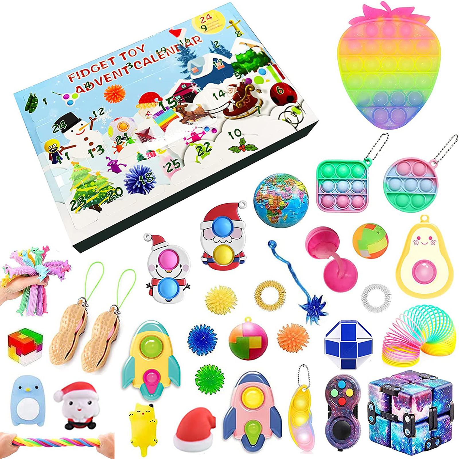 

Рождественский календарь обратного отсчета до Рождества 2021 года, набор игрушек для дома, школы, вечеринки, игры для родителей и детей 37*27*5 cm