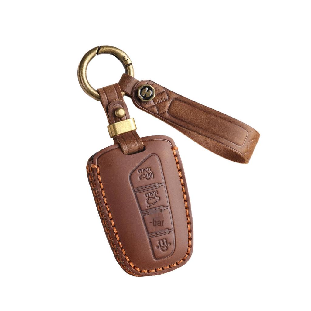 Moderne IX45 Handgefertigte Schlüsselhülle aus Rindsleder - Kreative Schutzhülle mit Schnalle