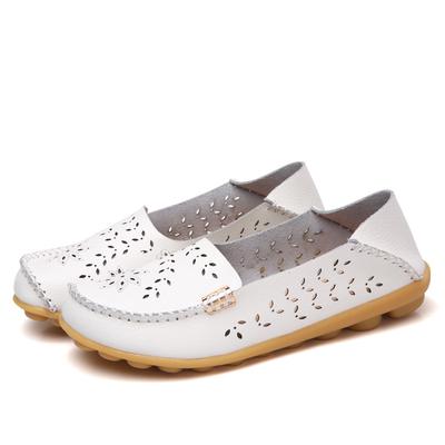 Zomer Dames Ballerina's Echt Leer Uitgesneden Casual Schoenen Vrouw Instappers Loafers Flats Zachte Oxford Schoenen Zapatos Mujer