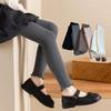 2025 Autumn/Winter Girls' Ruffle Edge Brushed Leggings - Solid Color, Versatile, Elastic Nine-Point Pants
