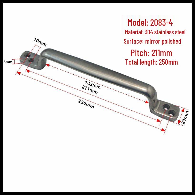 304 Stainless Steel Heavy-Duty Bow-Shaped Surface-Mounted Door Handle