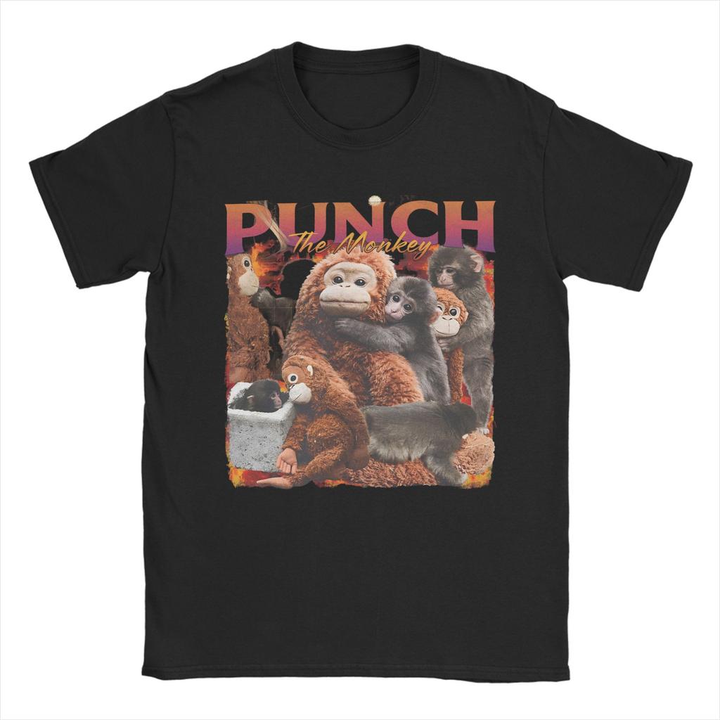 Monkey Punch Baby Monkey Holding Toy Graphic T Shirt Men Women 100 Cotton Tee Shirt Clothes