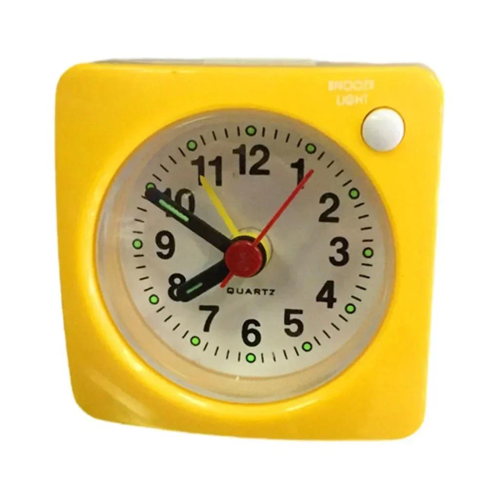 

Дорожный будильник кварцевый прикроватный светодиодный настольный с плавным ходом дорожный портативный пластиковый мини-будильник бесшумные часы украшение для дома CHINA жёлтый