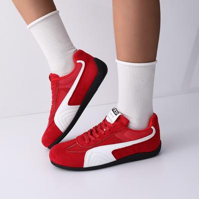 Women's Casual Sneakers Flat Training Shoes with Mesh Panel, Spring Summer Breathable Lace-Up Fashion Shoes