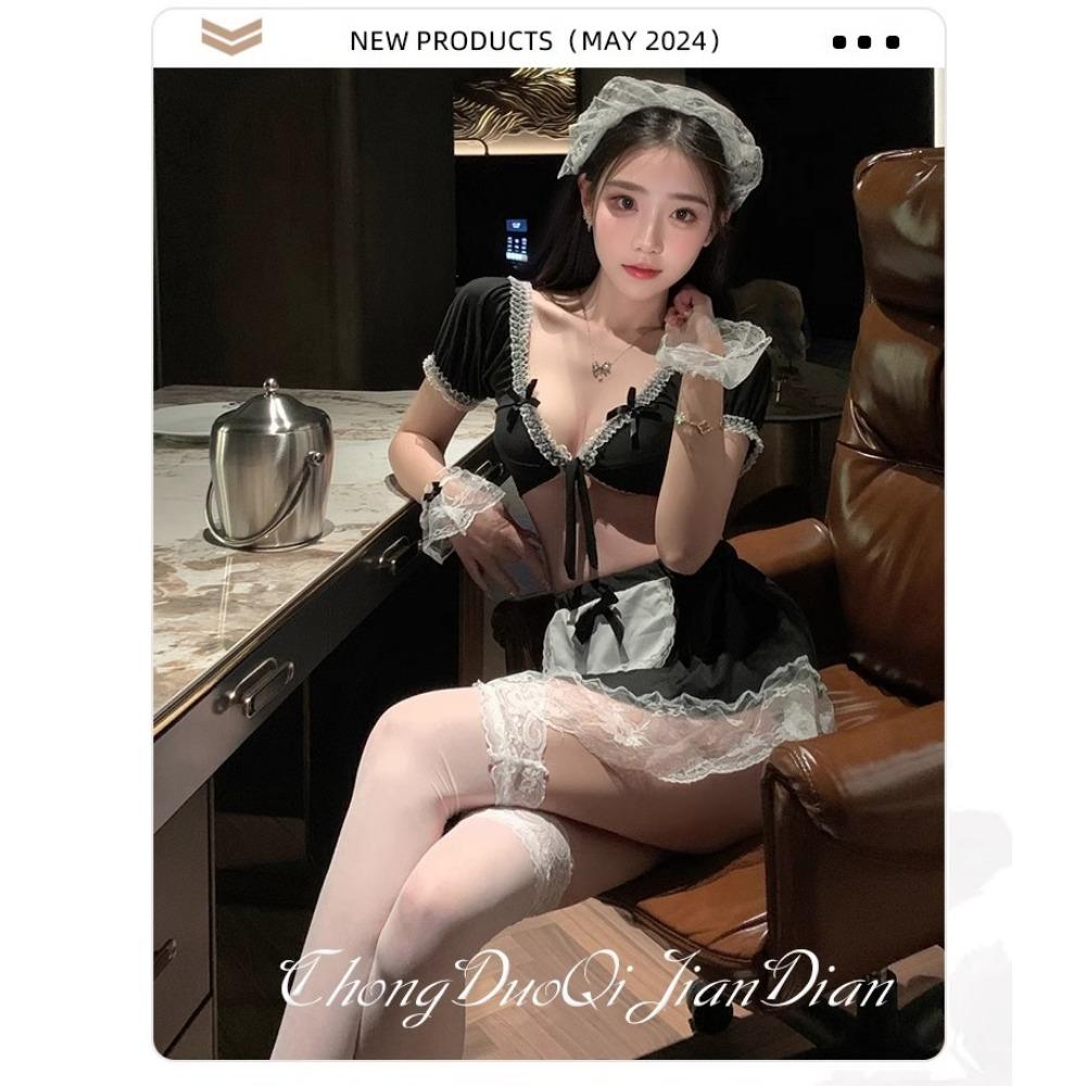 Sexy Lingerie Sexy Maid Cute Uniform Seduction Small Chest Open Crotch Show Big Passion Free Tease Pajama Suit