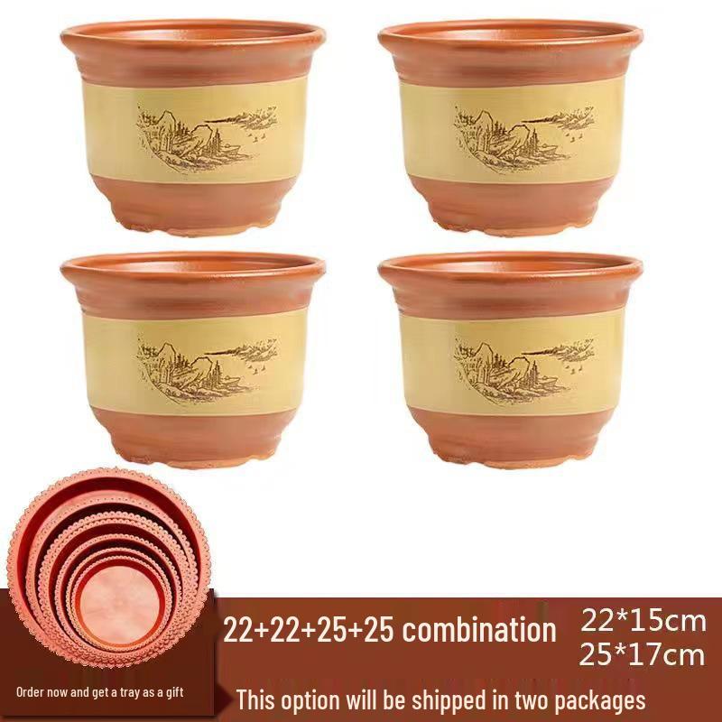 Extra-Large Purple Clay Ceramic Bonsai and Orchid Flower Pot