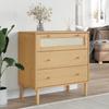 VidaXL Rattan Look Chest of Drawers, Cabinet with 3 Drawers, Storage Furniture, Living Room Organizer, Modern, 358022