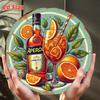 D Flat APEROL SPRITZ CocktailThemed Aluminum Metal Wall Art  Round Vibrant Orange  Green Citrus Design Bartender Gift