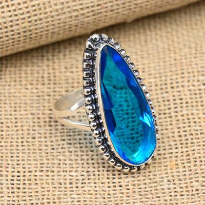 Blue Topaz Gemstone Handmade  Sterling 925Silver Ring Jewelry