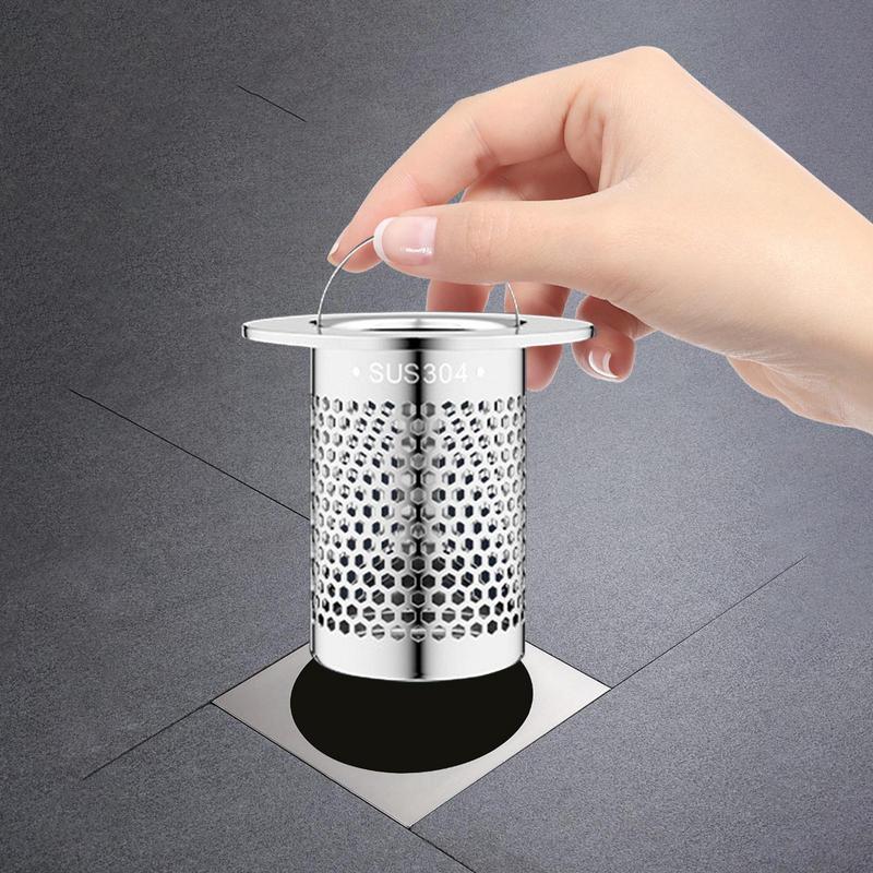 Sink Drain Strainer Stainless Steel Rustproof Fine Mesh Drain Catcher Strainer Basket With Handle Embedded Multifunctional Sink
