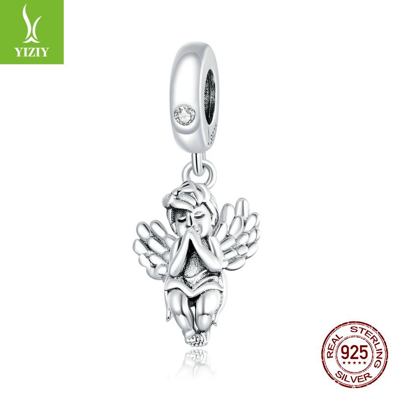 Yinziyun Little Angel Sterling Silver Pendant - Platinum Plated DIY Charm SCC1686