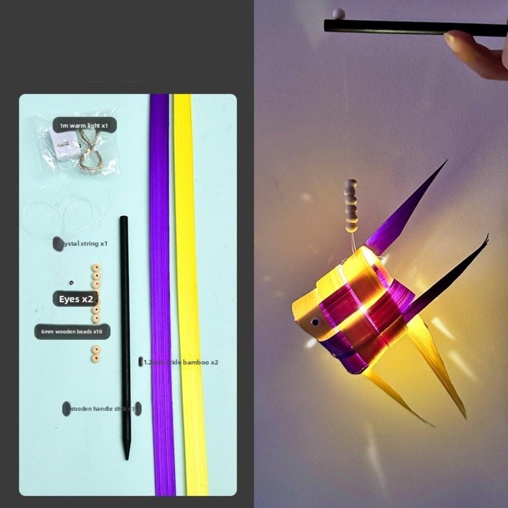 Hand-Woven Portable Koi Lantern Crafts Mid-autumn Festival LED Light Room Decorations