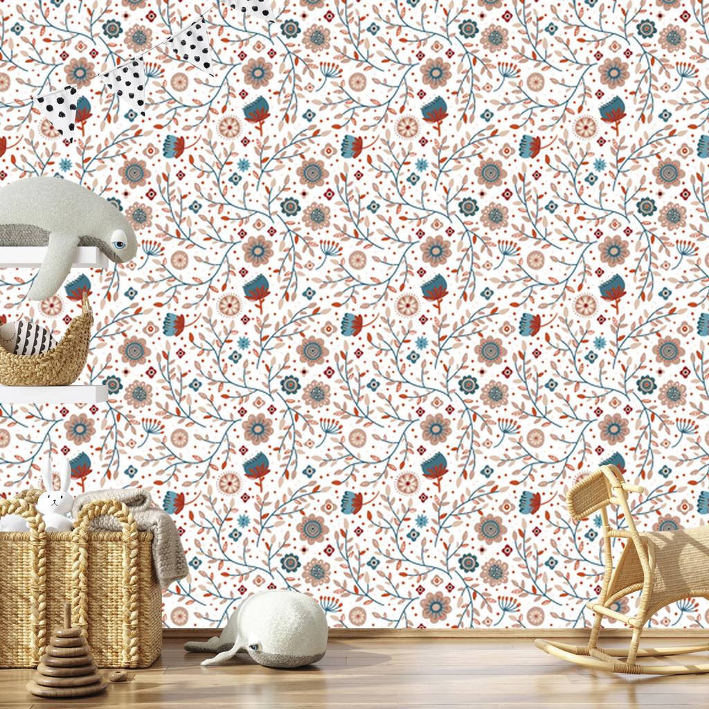 Forest Animals and Nature Wallpaper White, Light Gray and Cream 50x1000