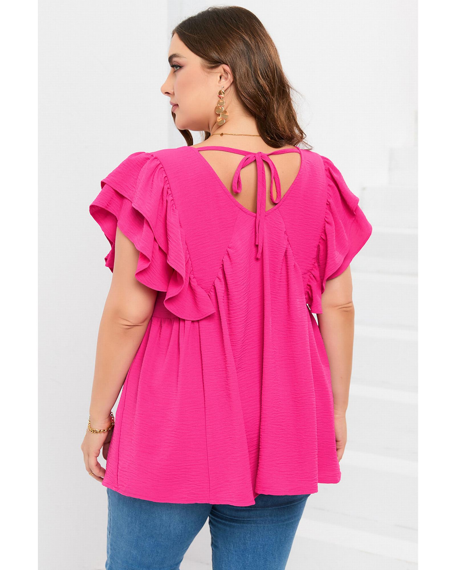 

Azura Exchange Ruffle V Neck Tunic Top 3X рожевий