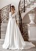 European and American New Wedding Dress Crew Neck Lace Long Sleeve Satin Thin Can Be Ordered Large Size