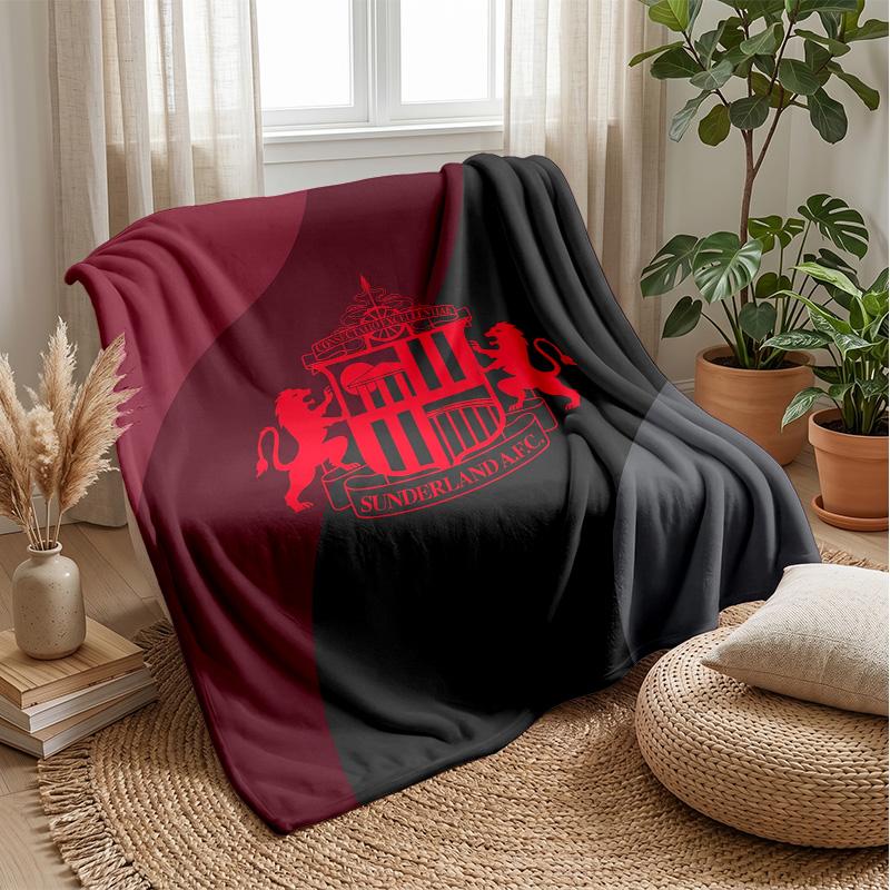 Sunderland Football Print Flannel Blanket, Soft Warm Lightweight Throw Blanket for Sofa Bed Camping