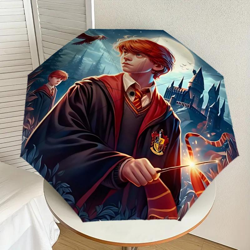 1PC Hogwarts Ron Weasley Umbrella-8-Rib Reinforced, Automatic Open, Lightweight & Durable, Cute Fashion Accessory for Outdoor, D2687