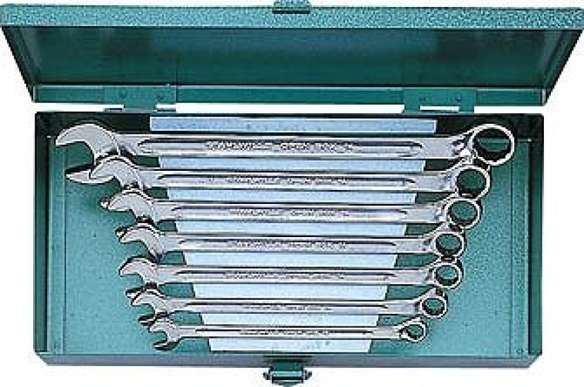 STAHLWILLE Wrench in Metal 7-Piece Single-Ended Open-End Set, Long, Case, 14/7K