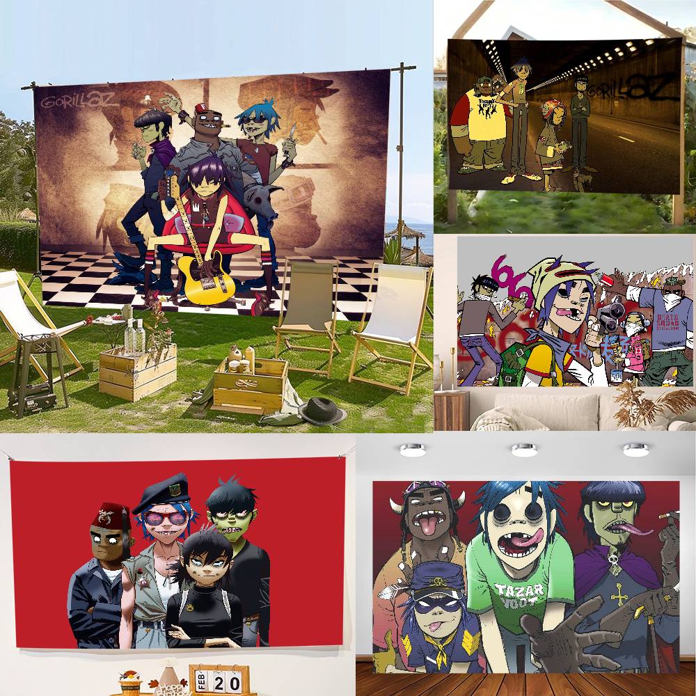 Virtual Rock Band Gorillaz Music Party Backdrop Poster Cake Table Decor Props Gift Baby Party Supplies