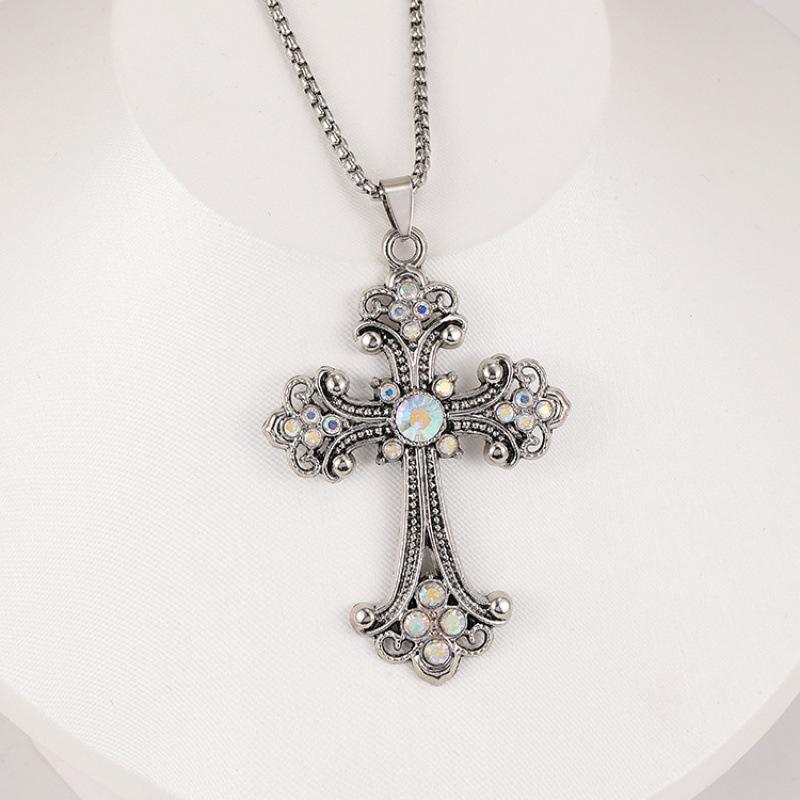 2025 New Baroque Cross Necklace Men Women Hip Hop Pendant Chain Sweater Jewelry Trendy