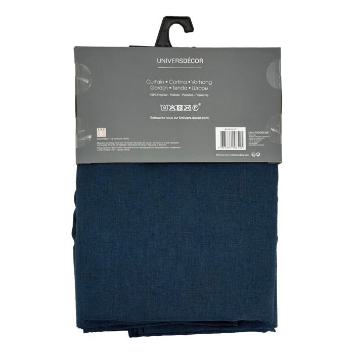 Pair of "Moonlight" Linen Effect Eyelet Curtains In Midnight Blue