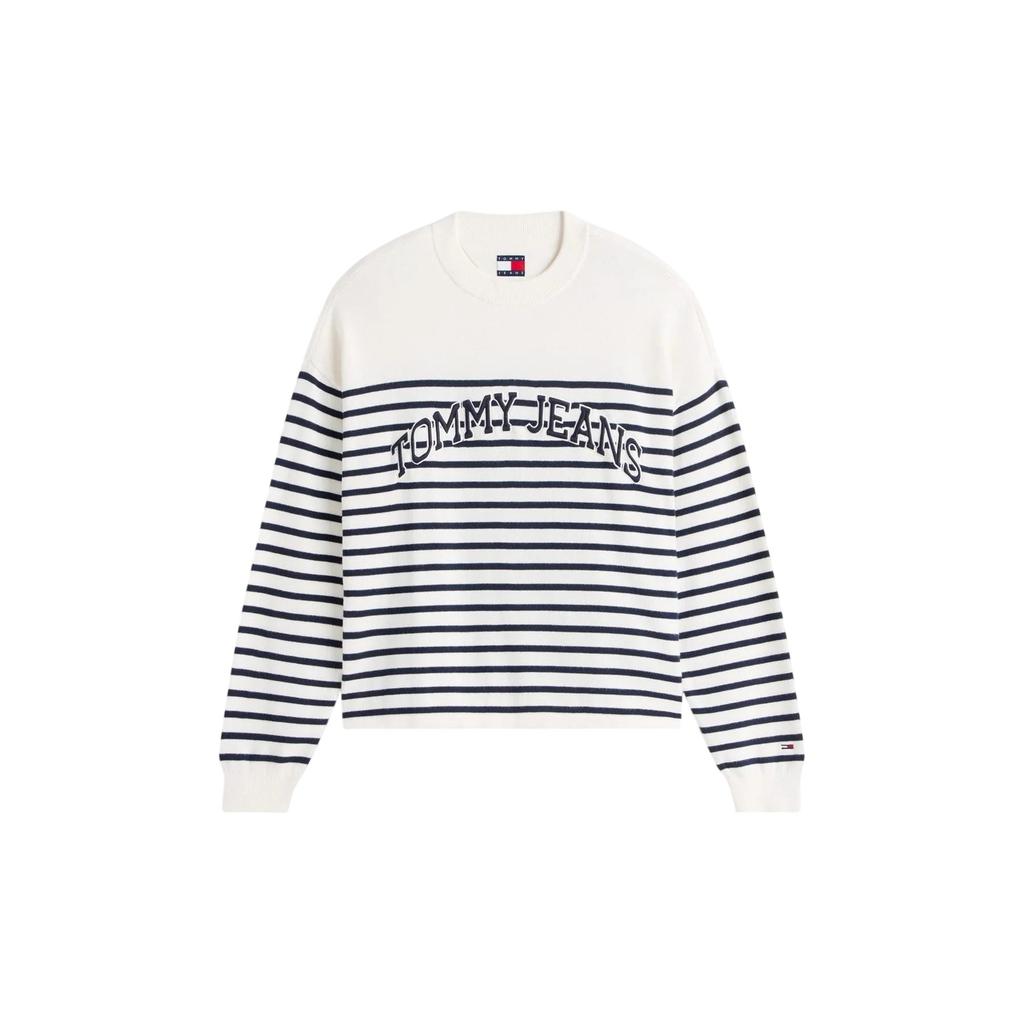 Tommy Jeans Womens/Ladies Striped Ribbed Crew Neck Sweatshirt