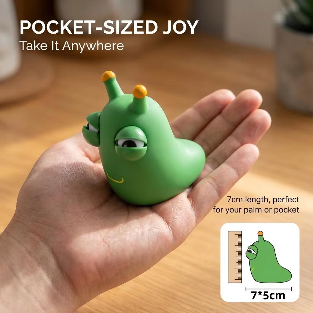 Green Worm Eye Popping Squeeze Toy Sensory Fidget Stress Relief Ornament