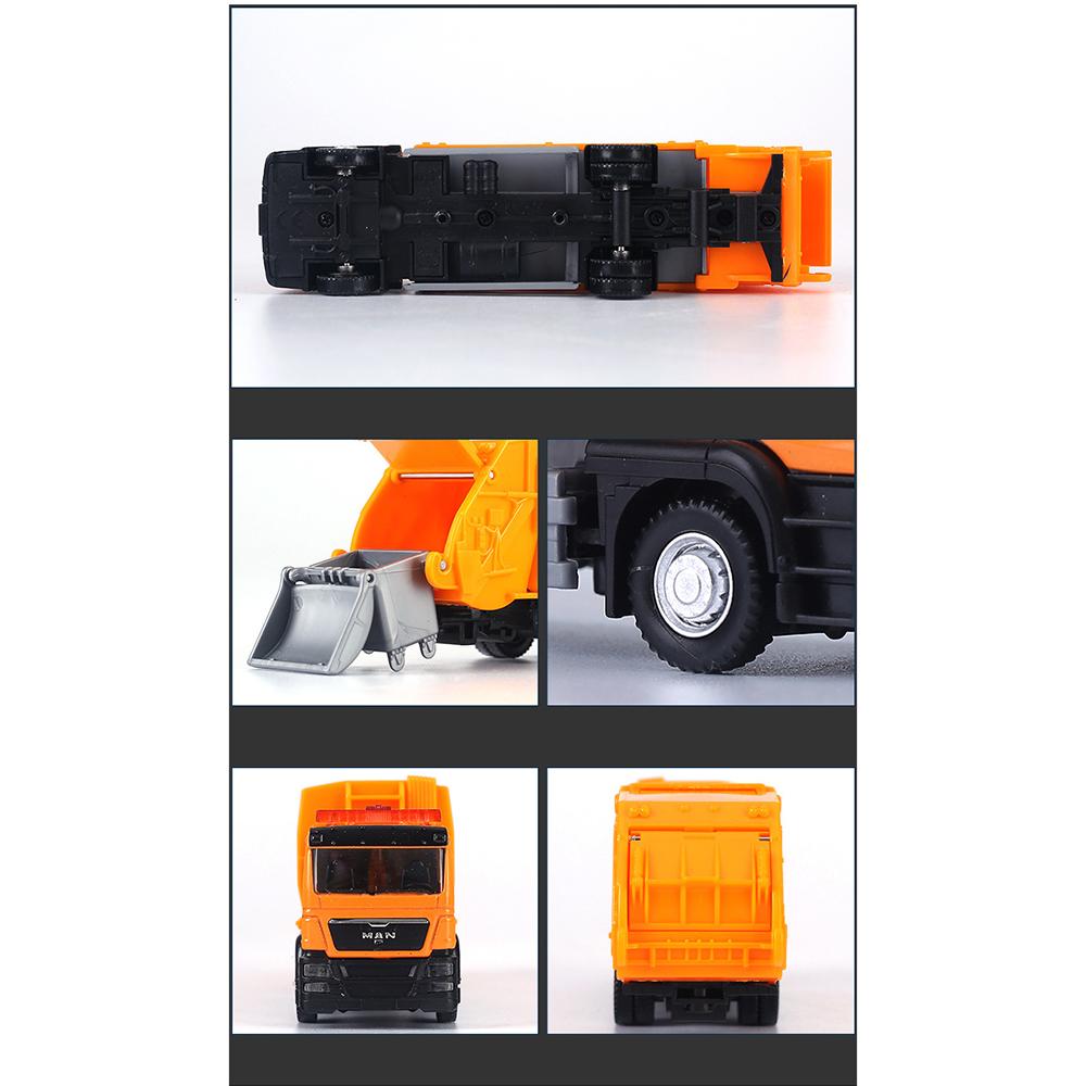 1/64 Man Garbage Truck Trash Bin Model Car Diecast Gift Toy Vehicle Kid