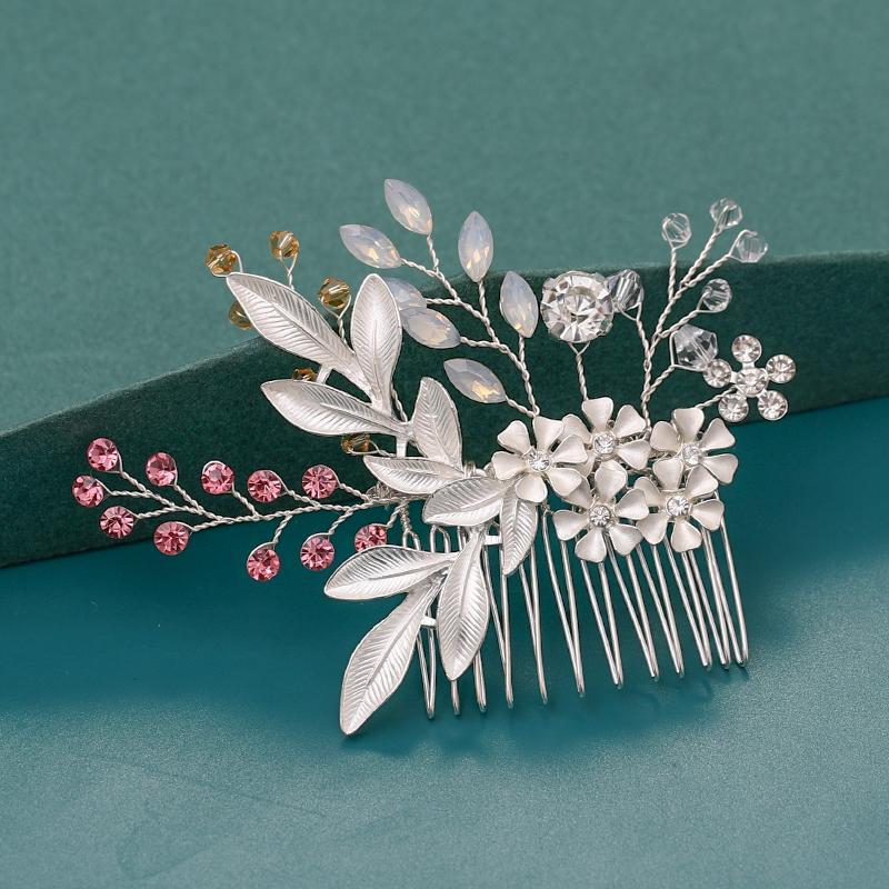Bride Hair Combs Hair Accessories Wedding Bridal Headpiece Silver Color Handmade Crystal Pearl Wedding Ornaments Hair Jewelry
