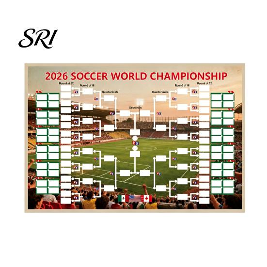Finals Tracking Wall Chart Soccer Poster, Knockout Schedule And Long-term Use Sports Flag, Reusable Waterproof Polyester Tapestry for Game Results A