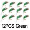 12PCS #12 Bead Head Nymphs Pink Blue Pearl Olive Purple Trout Fishing Nymph Flies