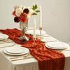 Bohemian Twist Tiulowy Bieżnik na Stół - Pomarszczona Elegancja na Wesela i Imprezy