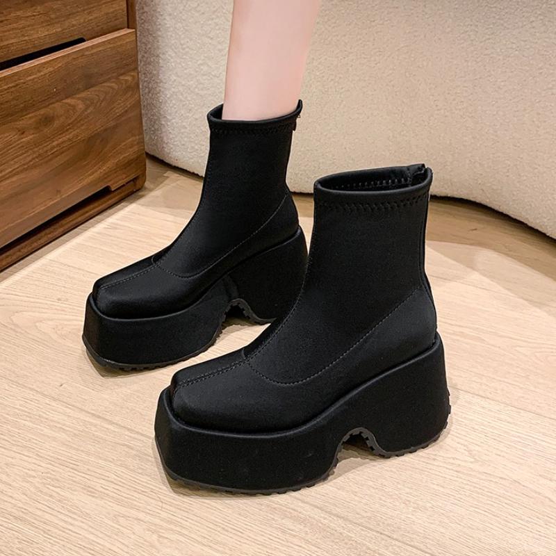 Women Platform Ankle Boots Leopard Wedges High Heels Shoes Designer 2025 Trend New Chunky Snow Boots Woman Botas Mujer