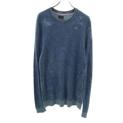Made In Italy Long Sleeve Indigo Grunge Knit L Navy Men's Used
