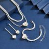 Jewelry Heart Rhinestone Necklace Earrings Bracelet Three-piece Set Fashion Bridal Set Dress Accessories Women's