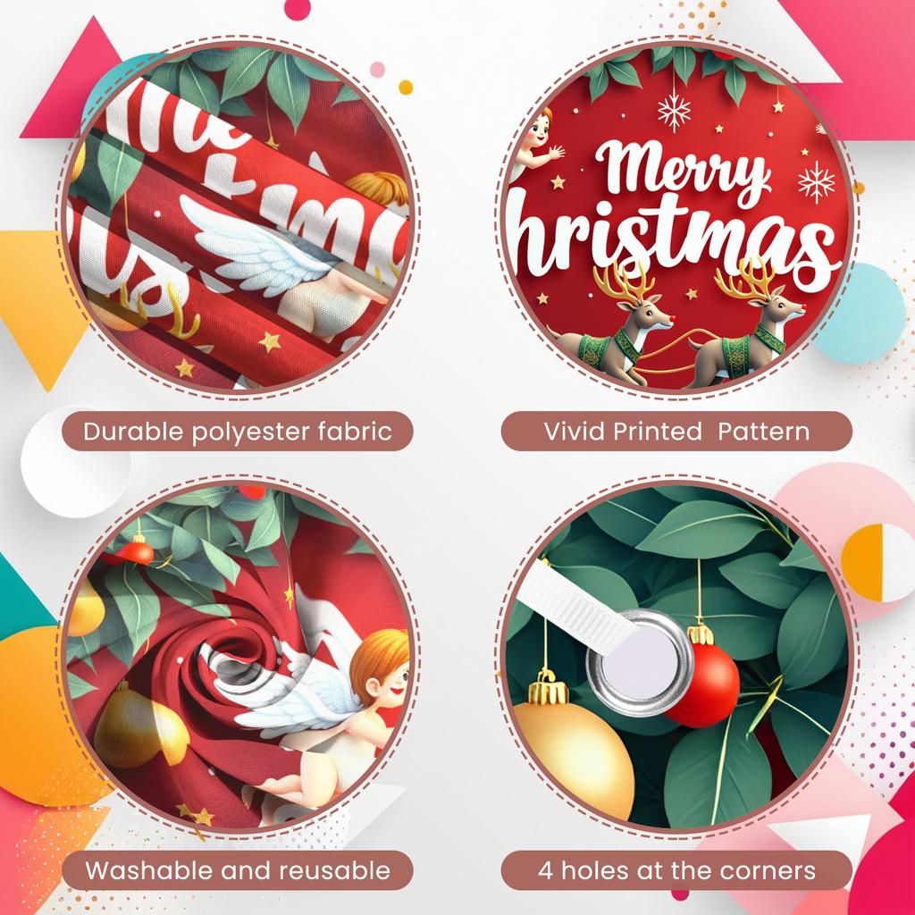 Christmas Celebration Cheerful Theme Party Backdrop Seasonal Decoration Angels Event Banner For Holiday Celebration Family