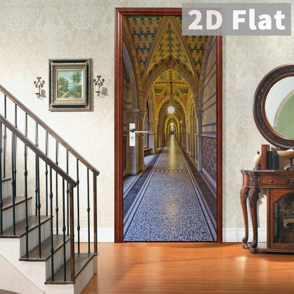 76Style 77/90cm Self-Adhesive Door Stickers Removable Wall Sticker Scenery Wallpaper Stone Stair Murals for Doors Modern Home Decor