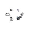 Kanamina Cute Kitten Fishbone Stud Earrings Set, S925 Silver with Inlaid Diamonds - 3 Pair Versatile Set