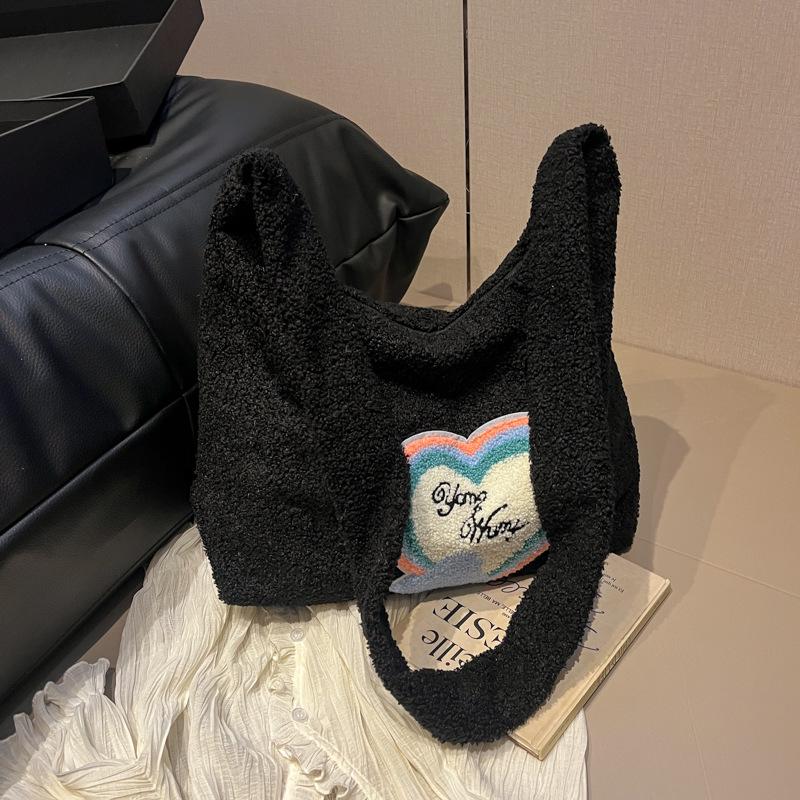 

Women s Lambswool Commuter Bag - Casual, Fashionable, Versatile, Large Capacity Shoulder Bag чёрный