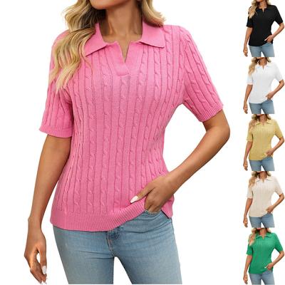 Shirts Voor Vrouwen T-shirts Blouses Korte Mouw Casual Basic Knopen Tops Pullover Lente