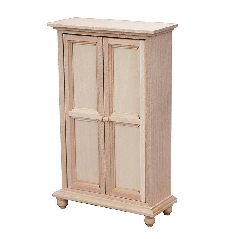 1:12 Miniature Bedroom Retro DIY Blank Wardrobe Cabinet