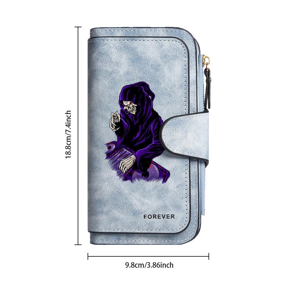 Gothic Grim Reaper Long Wallet Cool Printed Purse Forever Card Holder