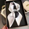 New Color-Block Printed Scarf Luxury Soft Satin Stylish Versatile Neck Scarf For Women Hairbands Headscarf Bandana