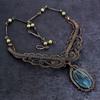 Labradorite, Moonstone Gemstone Copper Wire Wrap Jewelry Necklace 18" P0S07