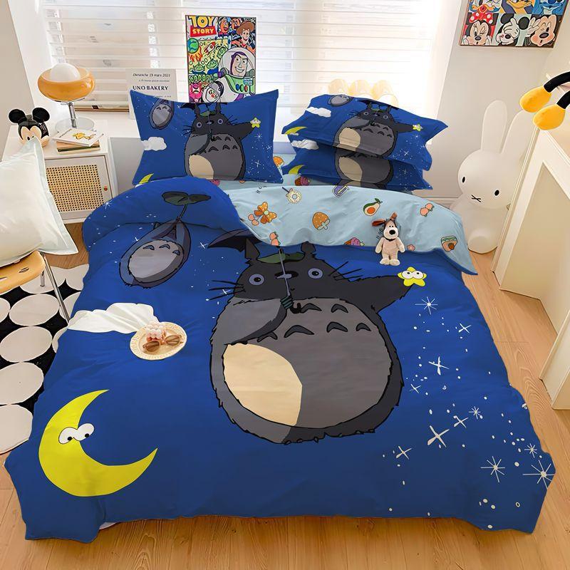 Copripiumino Stampato Cartone Animato 3D Raffinato My Neighbor T-Totoro Set Biancheria da Letto Piumone Letto Casa Giovanile Decorazione Bambini Ragazzi Ragazze Regalo